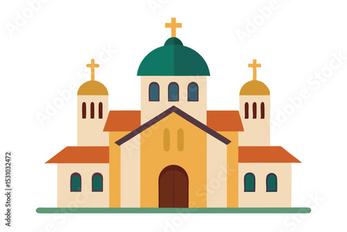 Orthodox Church Vector Illustration Religious Building Icon Artwork Christian Architecture