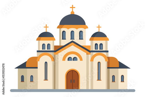 Orthodox Church Vector Illustration Religious Building Icon Artwork Christian Architecture