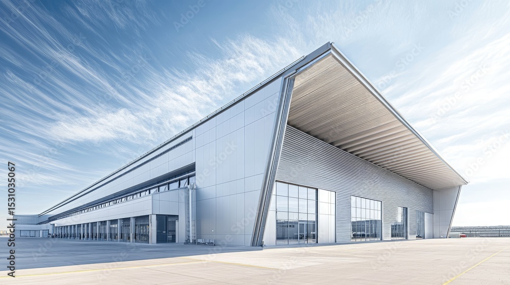 Exterior of a large aluminium factory featuring sleek metal roofing panels and industrial-style architecture. Exterior of a large aluminium factory featuring sleek metal roofing panels and industrial-style architecture.