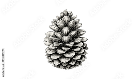 Engraving Pine Cone Vintage, vector illustration, natural history, botanical print, forest motif, hand drawn engraving, autumnal design, ornamental art, wildlife illustration.