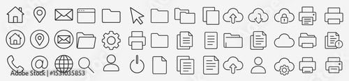 Essential interface icons – minimal line set for web, cloud, and system tools