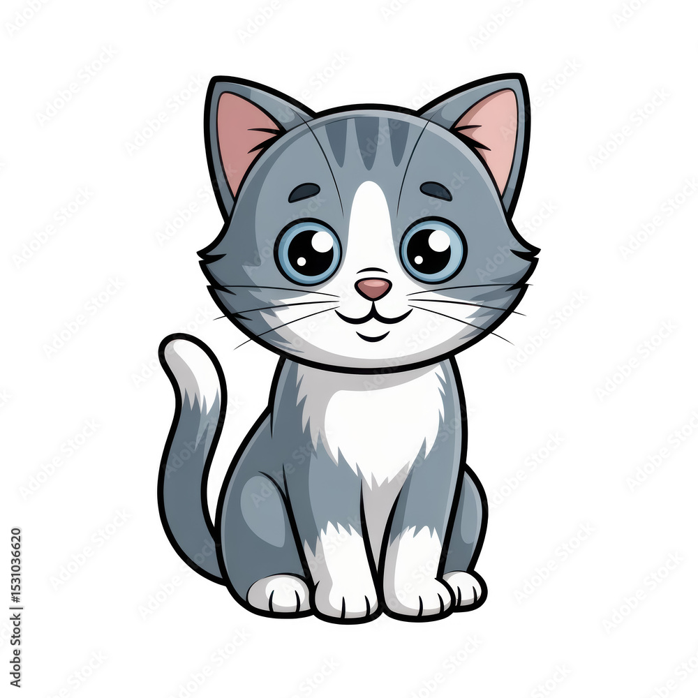 Obraz premium Cute Gray Striped Kitten Transparent Background