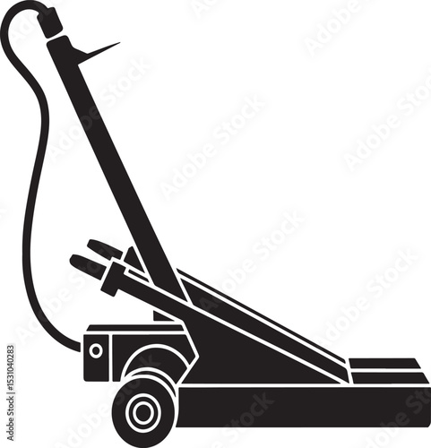Black and white illustration of a hydraulic floor jack.