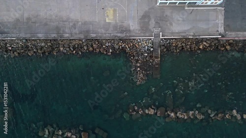 From above view of the Piombino promenade in the evening in calm weather. High quality footage in 4k format