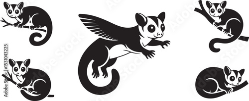  Sugar glider animal vector silhouette art