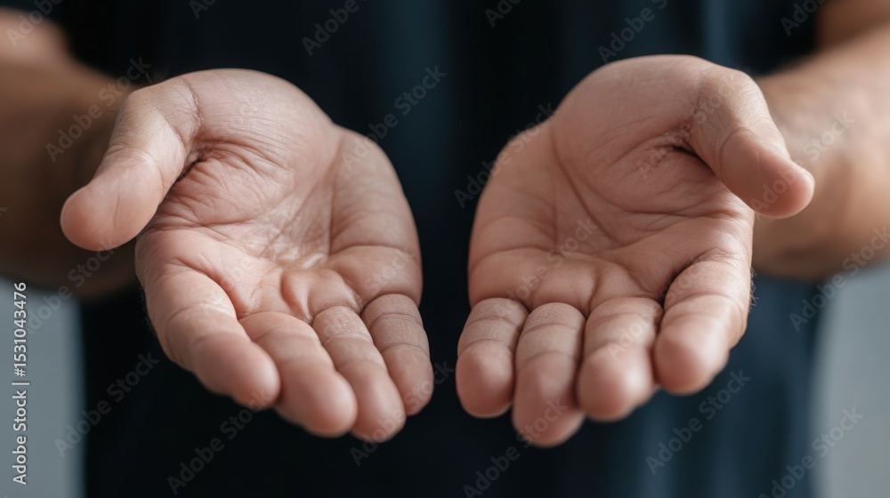 Person holding back from taking medication, showing indecision in their hands. Person holding back from taking medication, showing indecision in their hands.