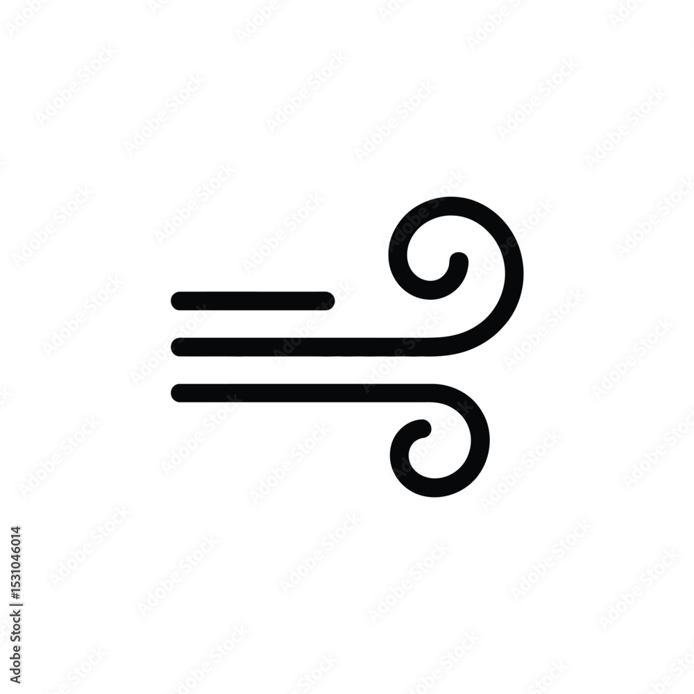 Wind Icon Depicting Movement with Three Lines and Swirls Wind Icon Depicting Movement with Three Lines and Swirls