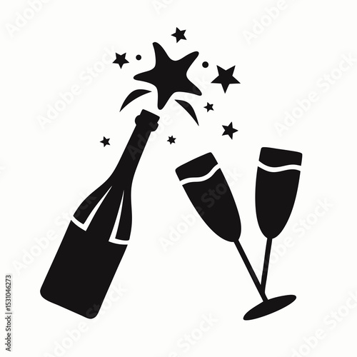 champagne bottle and glasses