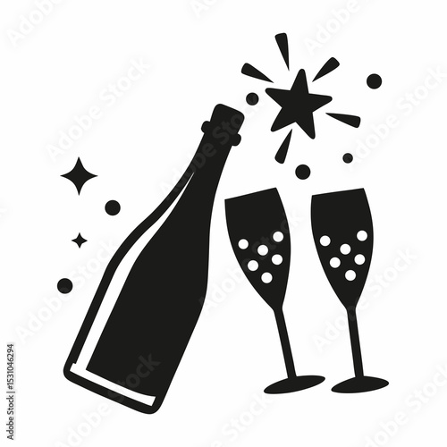 champagne bottle and glasses