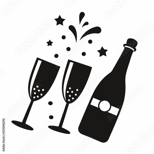 champagne bottle and glass