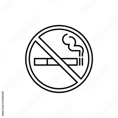 No Smoking Sign Cigarette with Smoke in a Circle