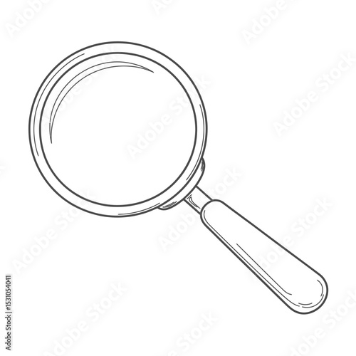 Magnifying glass sketch illustration on white background for design needs