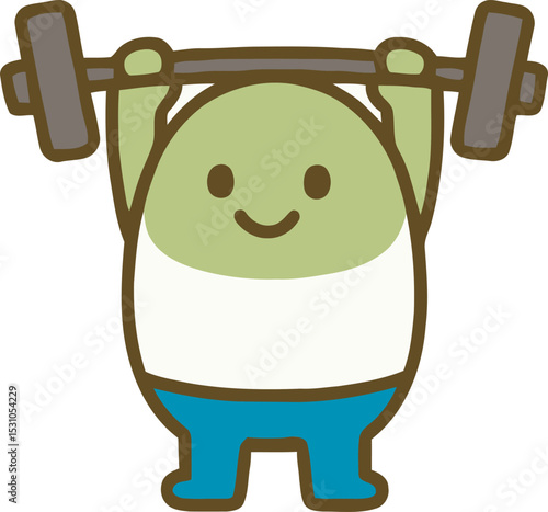 Mascot character lifting weights for strength. 

