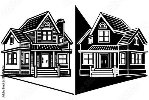 Before & After House Renovation Classic Home Makeover Illustration, house, renovation, home, makeover, graphics, visual, aesthetic, property, improvement, contractor, picture, project, residential, tr