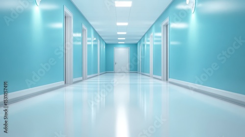 Wallpaper Mural A pristine and brightly lit turquoise hallway exudes minimalism, showcasing clean lines and a sense of spaciousness, evoking tranquility and modernity in design. Torontodigital.ca