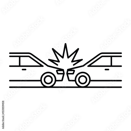 Car accident illustration showing two cars colliding with an impact burst