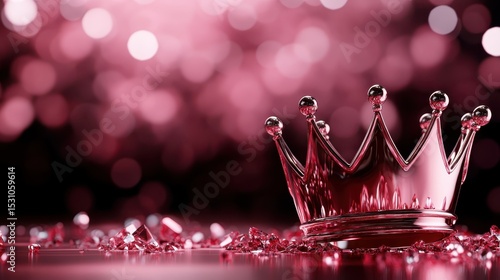 A stylish crown adorned with jewels resting on a sparkling surface, symbolizing royalty and elegance, crafted to evoke aspirations and dreams of grandeur.