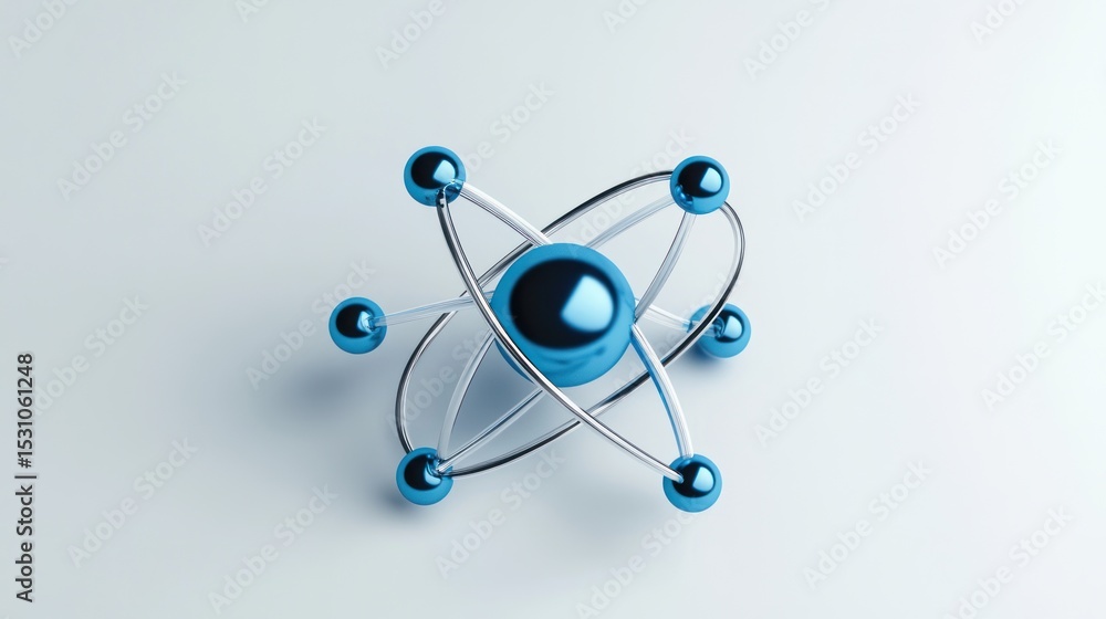 3D atom model on white 3D atom model on white