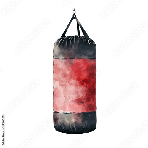 Punching Bag, watercolor illustration vector, isolated on a white background.