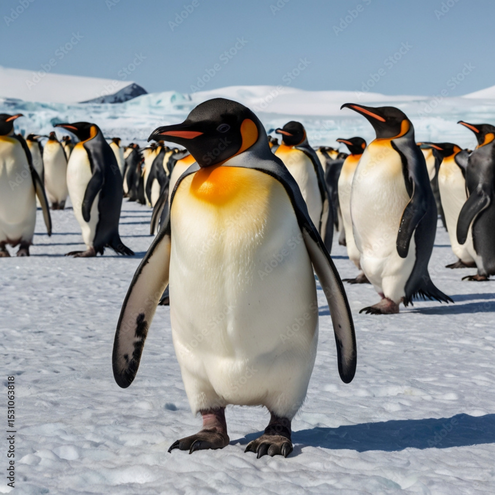 Obraz premium group of emperor penguins
