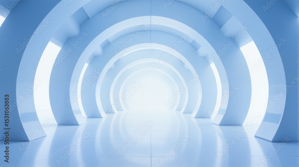 Fototapeta premium Blue rings with white light at end