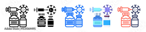 Vaccine Vial Icon Multiple Style