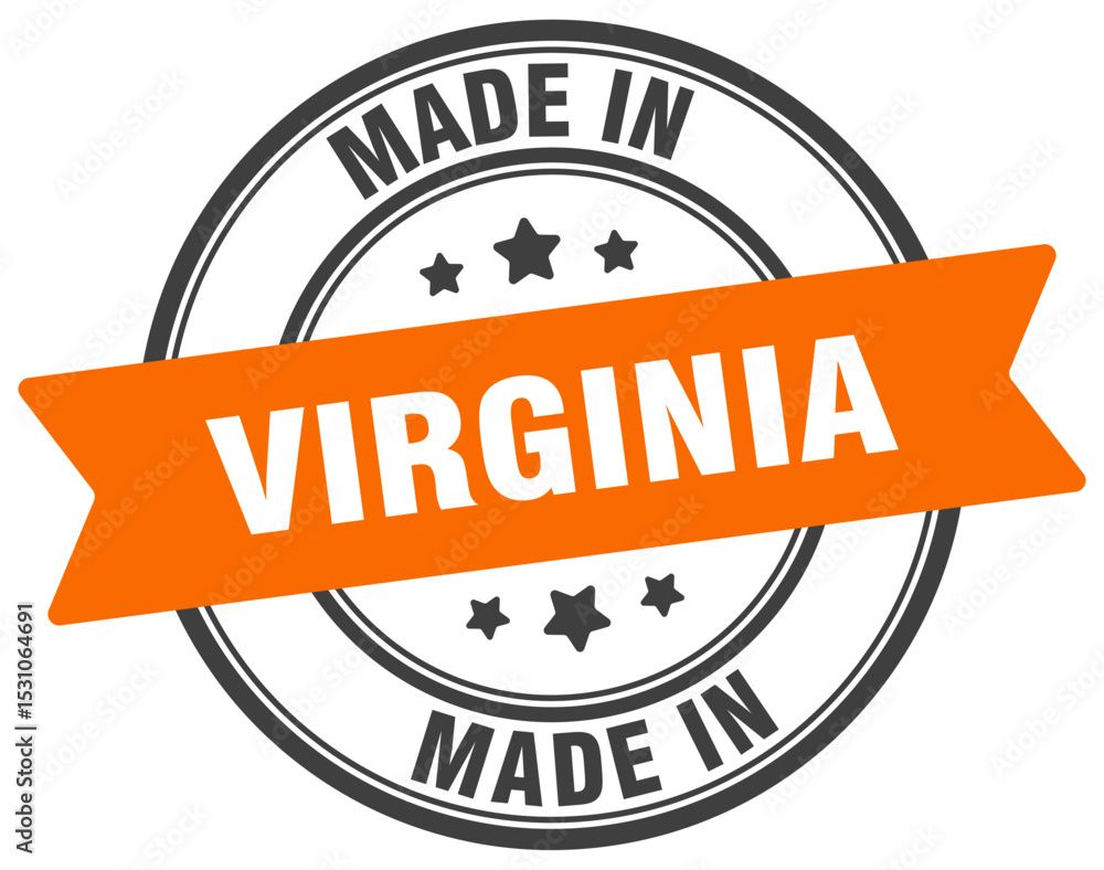 Fototapeta premium Made in Virginia round sign. Made in Virginia stamp.