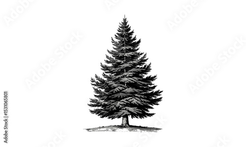 Spruce Tree Illustrations Himalaya, vector illustration, alpine forest elements, coniferous trees, wilderness scenery, seasonal foliage, outdoor environment, nature drawing, timberland art.