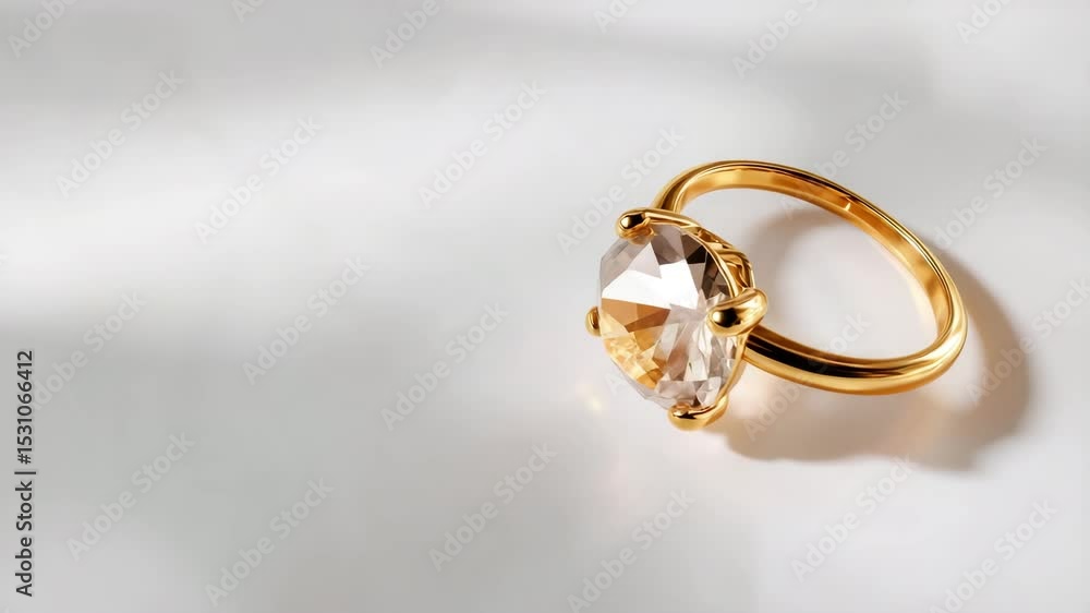 Gold ring with a light-beige crystal Gold ring with a light-beige crystal