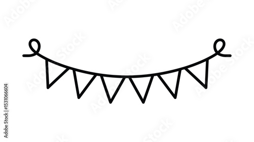 Simple Black and White Bunting Banner Line Art Illustration