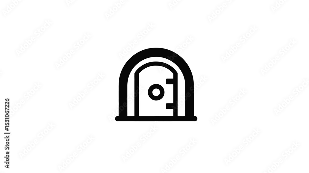 Vault Door Icon: Secure Banking, Safety Deposit Box, Protection Symbol Vault Door Icon: Secure Banking, Safety Deposit Box, Protection Symbol