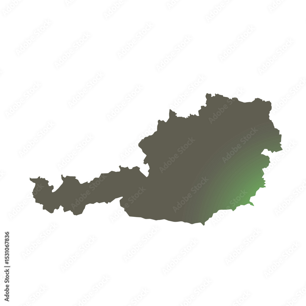 Fototapeta premium Map of Austria, sign silhouette. World Map Globe. Vector Illustration isolated on white background. Europe continent.