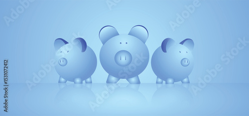 Piggy money bank glass look with reflection save money vector poster