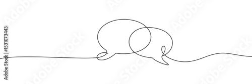 Continuous Line Drawing of Two Speech Bubbles on White Background
