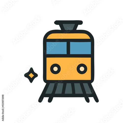Urban Rail Transport Icon: A sleek, illustrated train icon, symbolizing modern urban rail transport, with a vibrant design. 