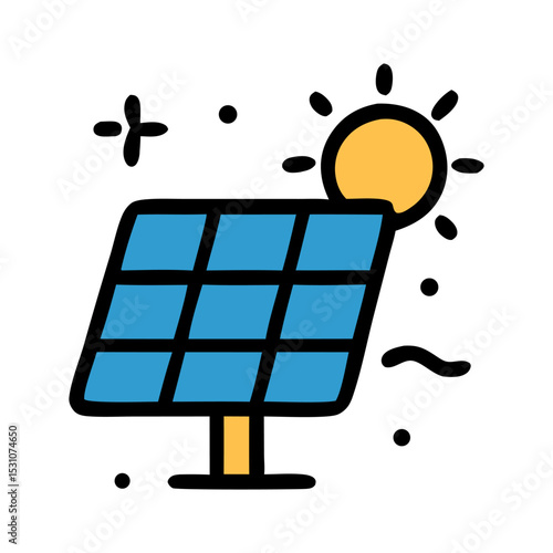 Solar Power's Energy: Illustrative vision of a solar panel converting the sun's radiant energy into clean electricity