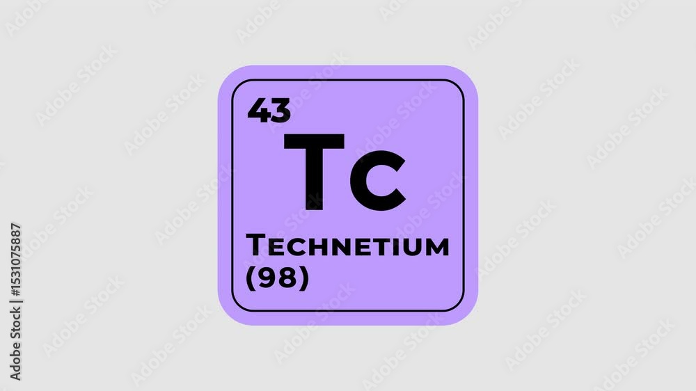 Technetium, chemical element of the periodic table graphic animation. Alpha channel. Transparent background motion design. 4K resolution Technetium, chemical element of the periodic table graphic animation. Alpha channel. Transparent background motion design. 4K resolution