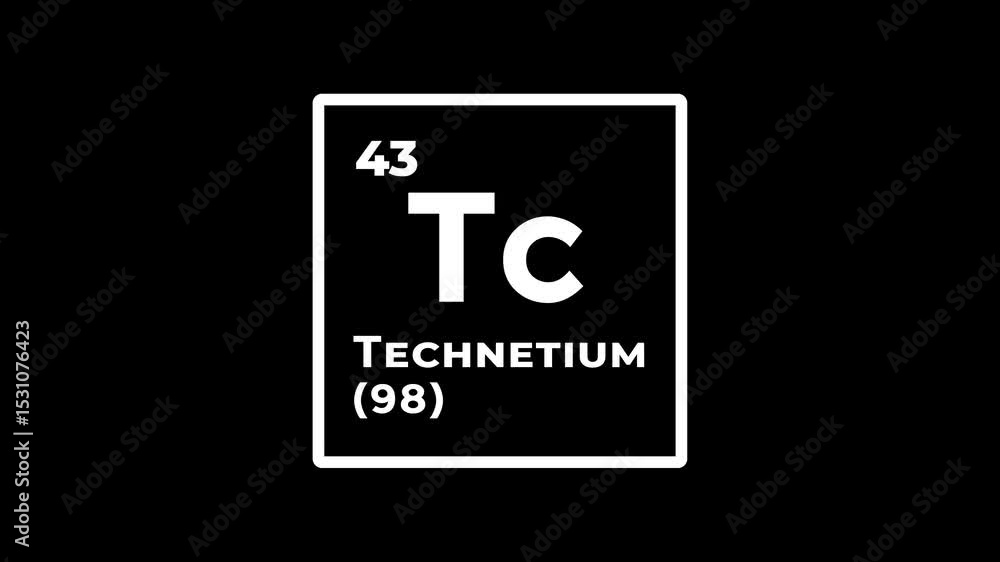 Technetium, chemical element of the periodic table graphic animation. Alpha channel. Transparent background motion design. 4K resolution Technetium, chemical element of the periodic table graphic animation. Alpha channel. Transparent background motion design. 4K resolution