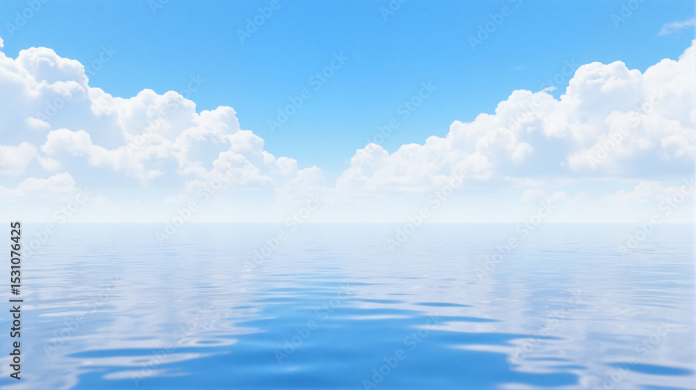 Fototapeta premium Clear blue skies clouds over calm water