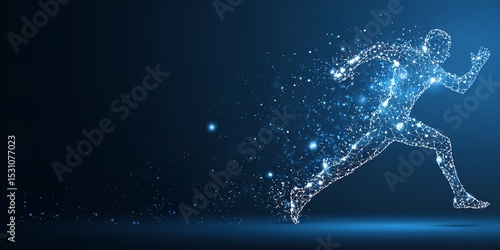 Abstract runner technology concept digital athlete running innovation future fitness ai artificial