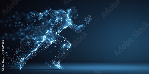 Abstract digital running man technology concept for ai artificial intelligence and data science 100