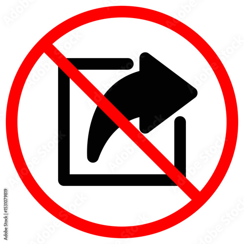 No Sharing Sign with Arrow Black Icon in Red Circle