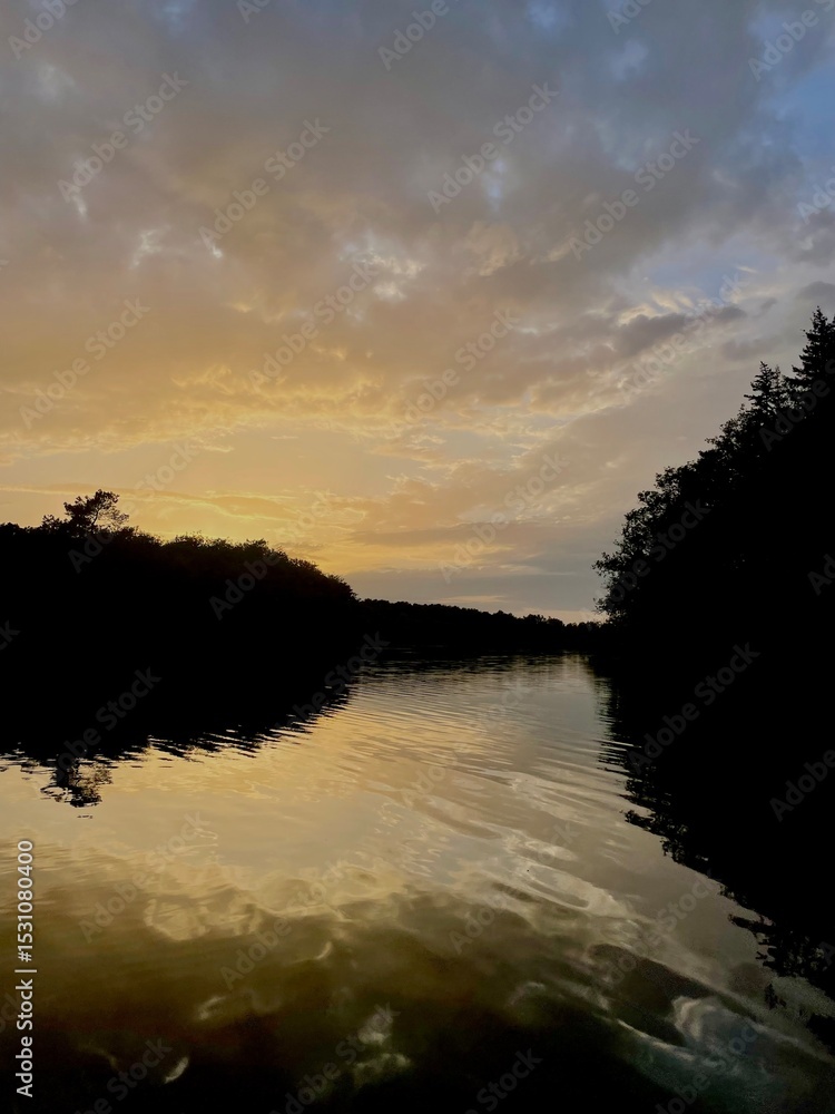 Fototapeta premium sunset over the river