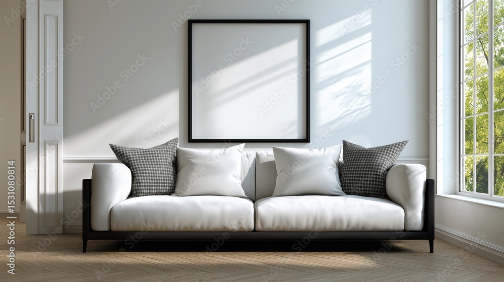 Elegant White Sofa with Black Accents for Modern Living Rooms Elegant White Sofa with Black Accents for Modern Living Rooms