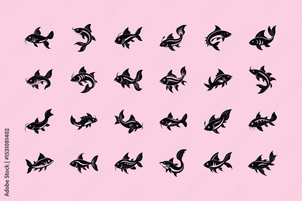 Fototapeta premium Featherfin Catfish, aquarium fish, vector art illustration