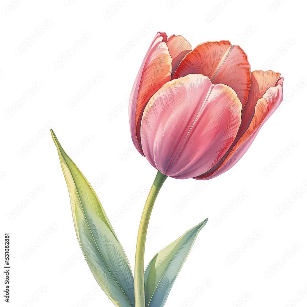 Naklejka premium Blooming tulip nature's vibrant display in a serene garden setting captivating floral artwork