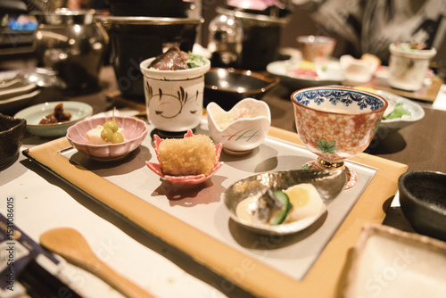Tradition Japanese dinner at Ryokan