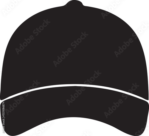 Baseball Cap Silhouette Icon Headwear Vector Illustration