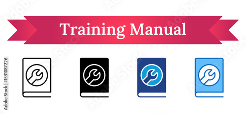 Training Manual Multi Style Icon - Book cover with wrench symbol, indicating official handbook or instruction manual for technical trainees