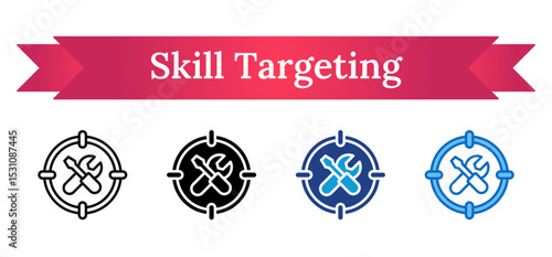 Skill Targeting Multi Style Icon - Crossed tools in a scope represent targeting specific skills for development during trainee programs
